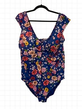 Miraclesuit Navy Blue Floral One-Piece Swimsuit